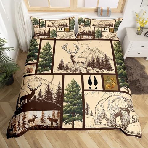 Loussiesd süßes Hirsch Bettwäsche Set 200x200cm Bär Bettbezug Set Elch Wildtier Landhaus Baum Berg Betten Set Braun Plaid Bettwäsche-Set Loussiesd süßes Hirsch Bettwäsche Set 200x200cm Bär Bettbezug Set Elch Wildtier Landhaus Baum Berg Betten Set Braun Plaid Bettwäsche-Set