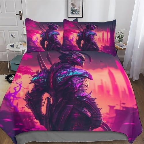 GGJJTT Neon-Krieger Bedding 2teilig 3D Bettbezug Mit Kissenbezug, Mikrofaser, Bettbezüge Set Bettwäsche Für Erwachsene Kinder Single135x200cm