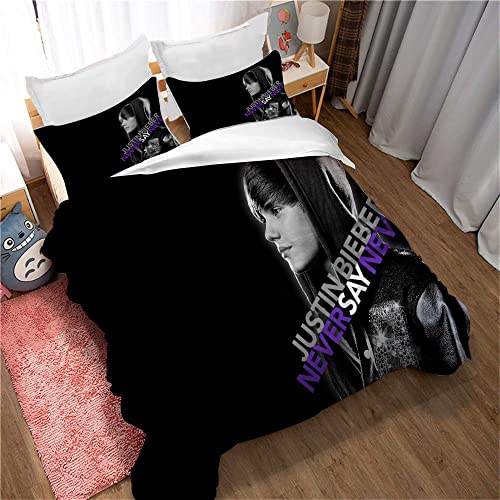 CHAOSE Bettbezug-Set, 100% Reine Baumwolle, Justin Bieber Singer, Hotelqualität, Bettbezug-Set Mit Kissenbezügen, Pflegeleicht Und Superweiche Luxus-Bettwäsche (Bild 04,135 x 200 cm)