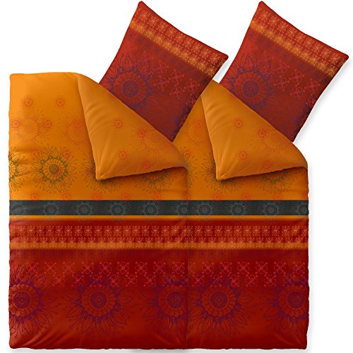 CelinaTex Fashion Bettwäsche 135x200 cm 4teilig Baumwolle Legra Blumen Rot Orange Grau