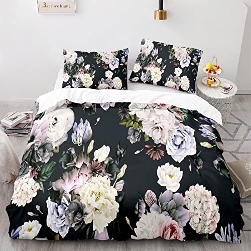 MeyeLo Rosen Rosenmuster Rosenmotiv Bettwäsche Weich Bequem Mikrofaser Bettwäsche-Sets 135 X 200 cm Winter Bettwäsche 135X200 + 2X Kissenbezüge 80X80Cm