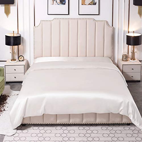 THXSILK 25 Momme Seide Bettbezug aus 100% Natürlich Maulbeer Seidenbettwäsche Bettbezüge, 140x200, Weiß
