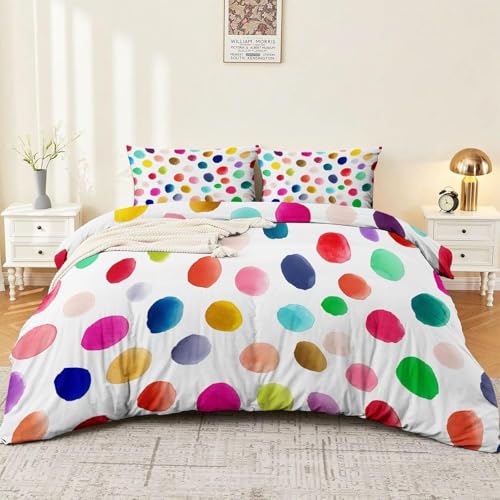 Pechiwuo Polka Dot Bettwäsche 220x240 cm 3D Punkte Bettwäsche Set, Polka Dot Bettbezüge Set Weiche Mikrofaser Bettbezug 240x220 cm + 2 Kissenbezüge 80x80 cm t1650