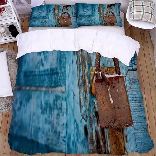 TACOKI Bettwäsche 220x240 Blaue Holztür, 3D Muster Landhaus Bettwäsche Set Weich Kuschelig Mikrofaser Bettbezug mit Reißverschluss Bettbezüge + 2 Kissenbezug 80x80 cm e1787 TACOKI Bettwäsche 220x240 Blaue Holztür, 3D Muster Landhaus Bettwäsche Set Weich Kuschelig Mikrofaser Bettbezug mit Reißverschluss Bettbezüge + 2 Kissenbezug 80x80 cm e1787