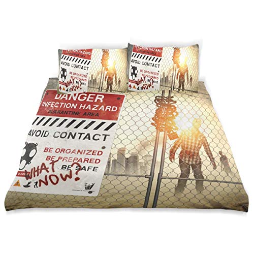 Bettwäscheset Zombie Dead Man Walking Print Dekorative 3-teilige Bettwäsche mit 2 Kissenbezügen