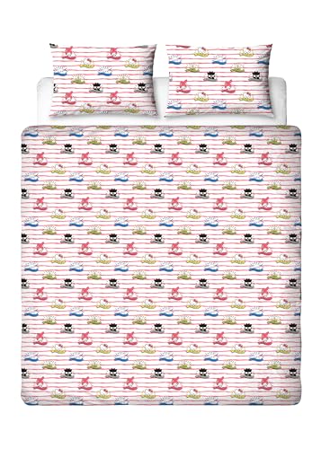 Hello Kitty Character World offizielles Doppel-Bettbezug-Set, seltenes Design | Wendbares 2-seitiges Bettzeug offizielles Merchandise einschließlich passender Kissenbezüge