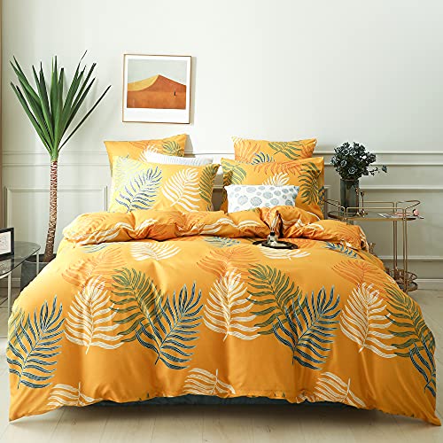 Bedding Geblümt Blümchen Bettwäsche 155x220 Set Mikrofaser Einzel Bettbezug Buntes Blumen Einzelseitiges Muster Weich Bequem Bettwaesche + 2 Kissenbezug 80x80 mit Reißverschluss Eckbinder halten