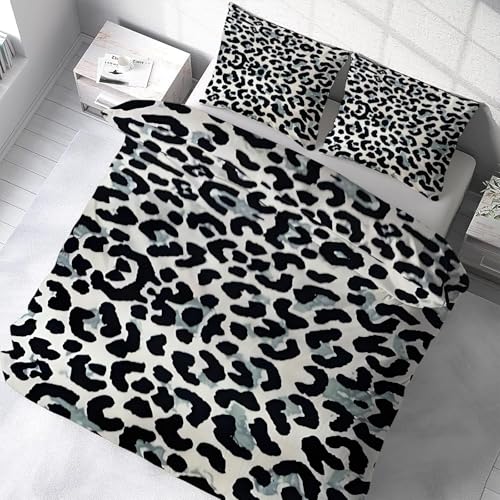 YZQGLHP Bettwäsche 200x200 Leopard Tattoo Bettbezug Set für Kinder Jungen Mädchen Weich Atmungsaktiv Microfaser Betten Set mit Reißverschluss und 2 Kissenbezug 80x80 cm