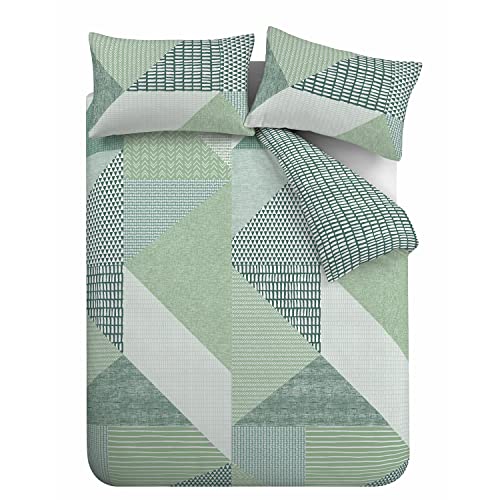 Catherine Lansfield Larsson Geo Easy Care Double Duvet Set Green