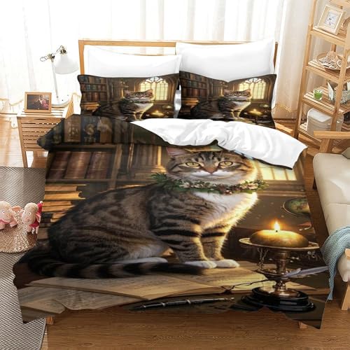 VYIPAXTOR Manx Katze Bettbezug Set Bettwäsche Kinderbettwäsche Reißverschluss Mit Kissenbezügen Betten Set Für Jugendliche Kinder Schlafzimmer Single?140x200cm?