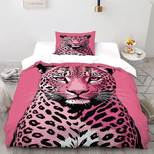 XIKMLSID Rosa Leopard Bettwäsche 2-teiliges Mikrofaser,Wildtiere Bettwäsche-Sets,Modern Bettbezug Für Doppelbett Mit Reißverschluss,100% Baumwolle,mit 1 Kissenbezug Single?135x200cm? XIKMLSID Rosa Leopard Bettwäsche 2-teiliges Mikrofaser,Wildtiere Bettwäsche-Sets,Modern Bettbezug Für Doppelbett Mit Reißverschluss,100% Baumwolle,mit 1 Kissenbezug Single?135x200cm?