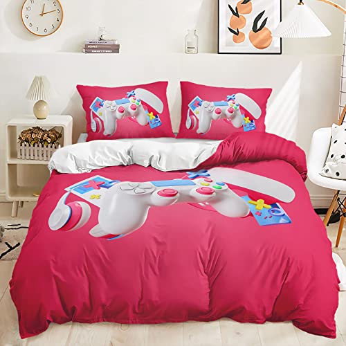 HOTRCR Rosa Gaming-Muster-Bettwäsche -Set für Kinder, Mädchen, Playstation, Bettbezug, Gampad, Playstation, Schlafzimmer-Dekor bettwäsche 100 * 132cm CAY117AC