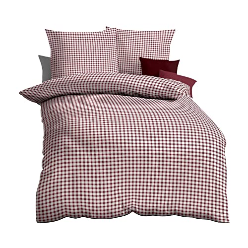 Kaeppel Bettwäsche Vichy Feinbiber rot Größe 1x 155x220 cm + 1x 80x80 cm