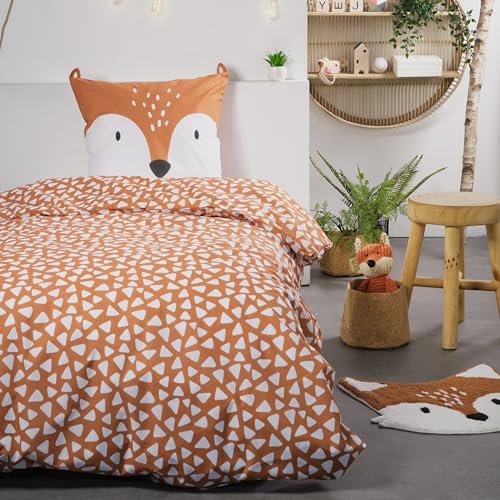 Familando - Bettwäsche-Set Fuchs (2-teilig) - 135x200cm Deckenbezug & 80x80cm Kissenbezug - für Jungen & Mädchen - Oeko-TEX-Zertifiziert & 100% Baumwolle - Renforcé Qualität mit Reißverschlüssen