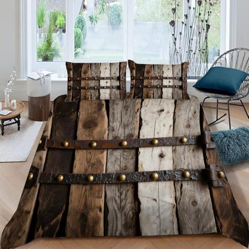 Retro Zaun Bettwäsche 220x240 3D Bettwäsche Sets Bettbezüge Weiche Kuschelig Mikrofaser 3 Teilig Bettbezug Reißverschluss 2 Kissenbezüge 80x80 cm A 2682