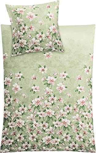 Kleine Wolke Bettwäsche Magnolia Mako-Satin distel Größe 155x220 cm (80x80 cm)