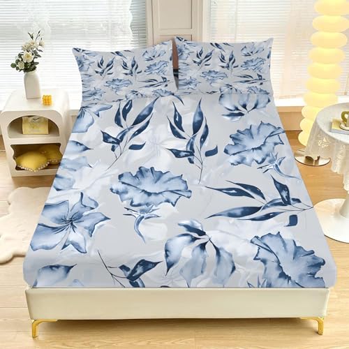 Kleines Doppelbett-Spannbettlaken ,Gris Landhausstil Weich, Gemütlich, 3-teiliges Mikrofaser-Bettwäsche-Se t mit Tiefer Tasche, 30 cm, 120 x 190 cm, Inklusive 2 Kissenbezügen L933