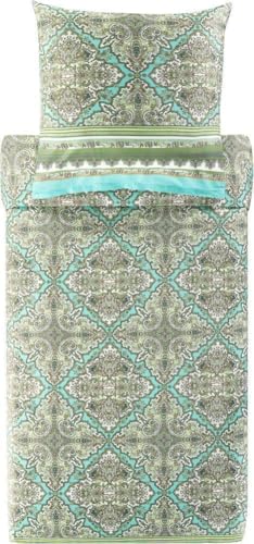 Bassetti MARECHIARO Bettwäsche + 1 Kissenhülle aus 100% Baumwollsatin in der Farbe Pistaziengrün V1, Maße: 155x220 + 1 K 80x80 cm - 9327394