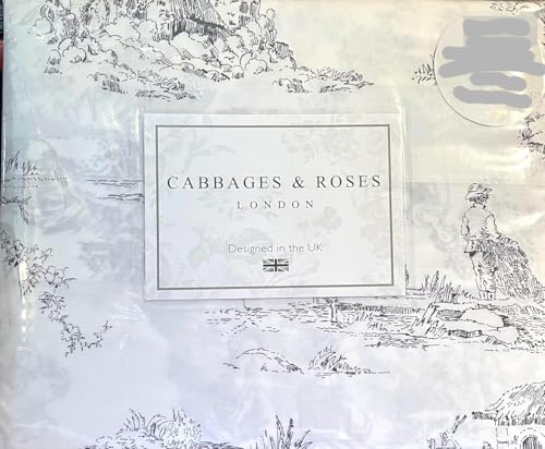 Cabbages & Roses of London Luxurious Home Collection, Queen Bettwäsche Set, 4 teilig, 100 % Baumwolle, Country Toile, Anthrazit