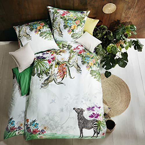 Fleuresse Mako-Satin Bettwäsche Bed Art S Regenwald Exotic grün 1 Bettbezug 155 x 220 cm + 1 Kissenbezug 80 x 80 cm
