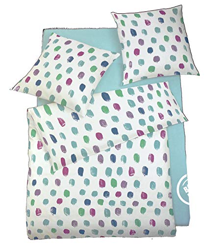schlafgut Bettwäsche Set 135 x 200 Mako Satin Baumwolle Bügelleicht Weiß Blau Lila
