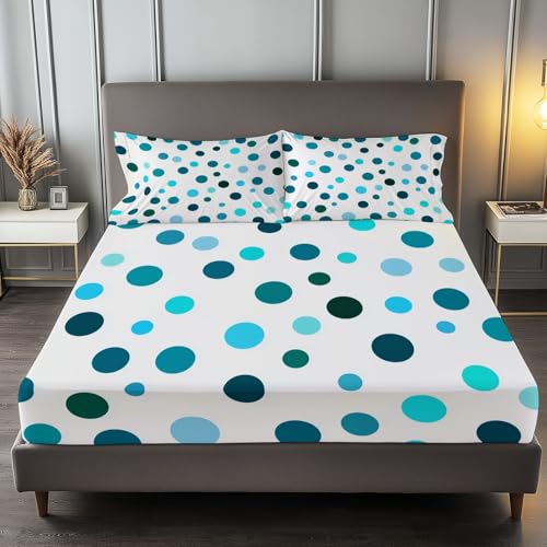 Spannbettlaken-Set Weiß Druck Weiche Bequem Spannbetttuch, Bettwäsche für Mädchen Jungen Minimalistische Punkte-Geometrie Raumdekoration Tiefe Tasche für bis 30 cm Matraze 180 x 200 cm Spannbettlaken-Set Weiß Druck Weiche Bequem Spannbetttuch, Bettwäsche für Mädchen Jungen Minimalistische Punkte-Geometrie Raumdekoration Tiefe Tasche für bis 30 cm Matraze 180 x 200 cm