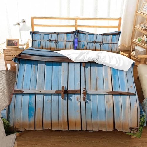 Bettwäsche 140x200 Landhausstil Bettbezug 3D Druck Bauernhaus-Thema Bettbezüge Kuschelig Weich Mikrofaser Deckenbezug 140x200 mit Reißverschluss + 2 Kissenbezüge 80x80 cm D-3622