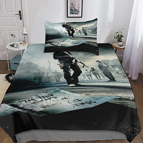 JIEJIAN The Walking Dead Bettbezug Comforter Cover Film 3 teilig, 3D gedruckte Mikrofaser Bettwäscheset s Mit Kissenbezügen Für Jungen Und Mädchen Single?135x200cm?