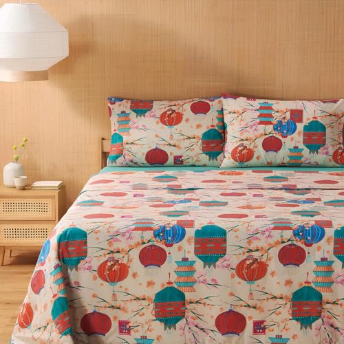 Bettwäsche-Set für Einzelbett, aus Baumwolle, Art. Kyoto (grün)