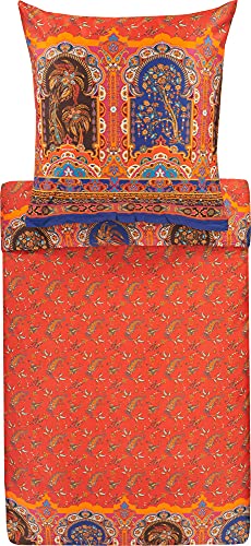 Bassetti Bettwäsche Set 2tlg. Piazza Dei Normanni R1 Rosso, 100% Baumwolle mit Reißverschluss, Größe: 135cm x 200cm, 80cm x 80cm, 9314244