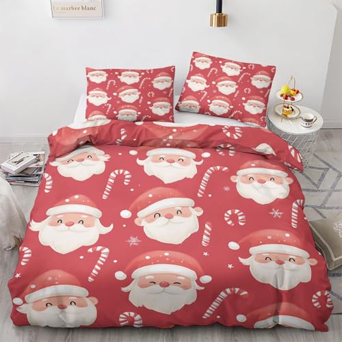 Rodths Bettwäsche 140x200 Weihnachten Bettbezug 140 x 200 2er Set, Weiche Microfaser Deckenbezug mit ReißVerschluss, 1 Kissenbezug 70x90 cm, Bügelfreie Weich Bettdeckenbezug