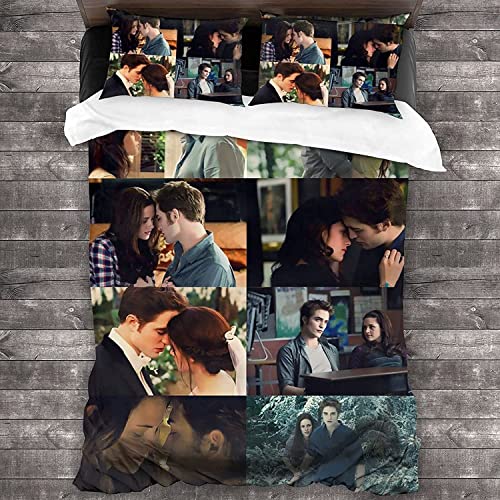 ANSSON Bettwäsche 135x200cm Twilight Bettbezüge mit 2 Kissenbezug 80x80cm Mikrofaser Kinder Bettwäsche-Sets Mit Reißverschluss (Twilight2, Single 135x200)