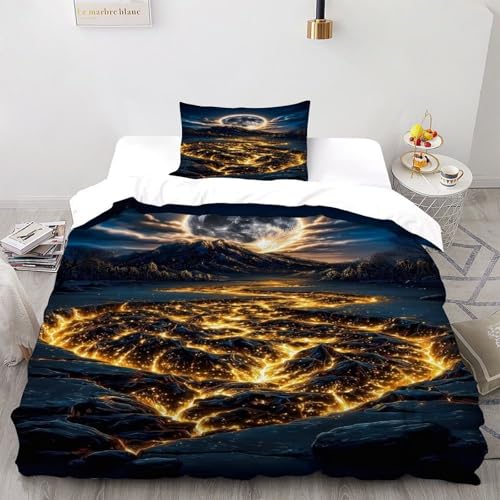 SOJFGSNAJ Gelber Fluss Bettwäsche Set Totem Für Allergiker Bettwäsche Aus Microfaser - Bettbezug Mit Reißverschluss Und 1 Kissenbezug Single?135x200cm?