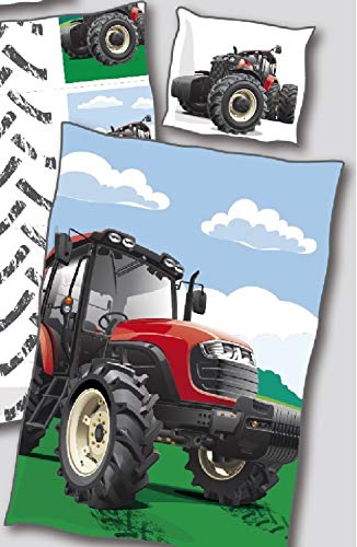 Unbekannt Landwirtschaft Traktor Tracktor Trecker Öko Tex Jungen Linon Bettwäsche 135x200 / 80x80 NEU