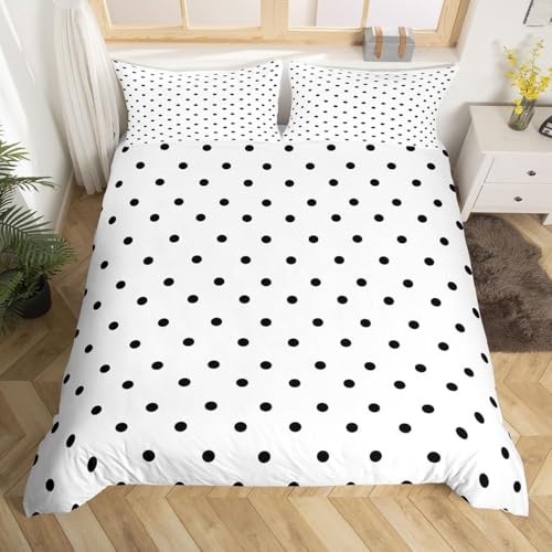 Bettwäsche 155x200 Polka Dots Bettwäsche-Sets Atmungsaktive Angenehme Bügelfrei Microfaser 3D Bettbezug Punkte mit Reißverschluss und 2 Kissenbezüge b.8168