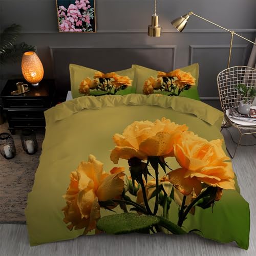 YZQGLHP Kinder Bettwäsche Set Rose Bettwäsche 135x200 cm Jungen Bettbezug für Mädchen Kids Microfaser Himmlische Qualität Betten Set mit 1 Kissenbezug 80x80cm Einzelbett