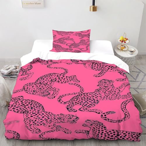XIKMLSID Rosa Leopard Bettwäsche 2-teiliges Mikrofaser,Wildtiere Bettwäsche-Sets, Modern Bettbezug Für Doppelbett Mit Reißverschluss,100% Baumwolle Single?135x200cm? XIKMLSID Rosa Leopard Bettwäsche 2-teiliges Mikrofaser,Wildtiere Bettwäsche-Sets, Modern Bettbezug Für Doppelbett Mit Reißverschluss,100% Baumwolle Single?135x200cm?