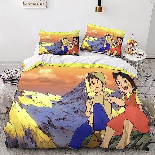Zbeiba Bettwäsche 135x200 Niedliches Mädchen Headi Bettwäsche Sets auf Microfaser 2 Kissenbezug,Weiche Bequemer Anime Bettbezug Mit Reißveschluss für Kinder(A5,135x200cm+2x80x 80cm)