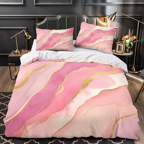 VOXYTMLWG Pink Butterflies Bettwäsche-Set 3D-Gedruckter dreiteiliger Soft Blütenmuster Bettdeckenbezug Zip Verschluss Atmungsaktiv & Kuschelig Hautfreundlich for Jugendliche?140x200cm?
