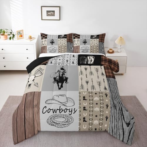 Erosebridal Country Western-Bettwäsche-Set, Retro-Design, Cowboy, Pferd, Queen-Size-Bett, für Teenager, Jungen, Erwachsene, Herren, Boho-Pfeil, Azteken-Totenkopf, Kinder-Bettwäsche-Set,