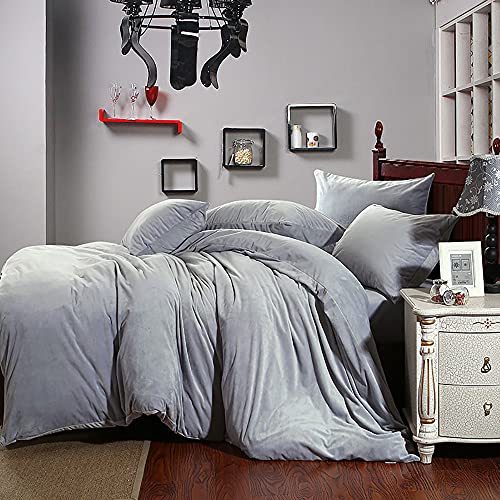 Michorinee Winter Plüsch Bettwäsche Set 200x200 Cashmere Touch Flauschig & Warme Coral Fleece Uni Bettbezug mit Reißverschluss - Grau | 200 x 200 cm + 2 x 80 x 80 cm Michorinee Winter Plüsch Bettwäsche Set 200x200 Cashmere Touch Flauschig & Warme Coral Fleece Uni Bettbezug mit Reißverschluss - Grau | 200 x 200 cm + 2 x 80 x 80 cm