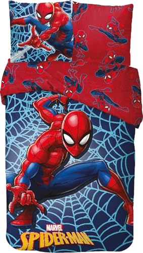 arlis Bettwäsche Spiderman Marvel – 1 Bettbezug 140 x 200 cm + 1 Kissenbezug 63 x 63 cm (Bettwäsche Spiderman – F)