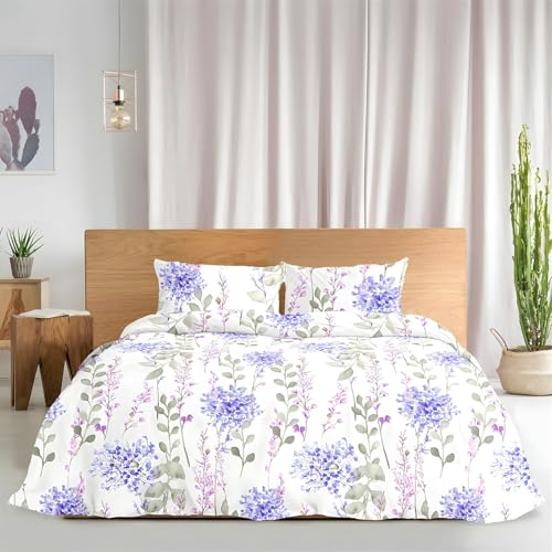 Ypthriline Bettwäsche 155x220 Flieder Bettwäsche 3teilig Natürlich und frisch Bettbezug Mikrofaser mit Reißverschluss mit 2 Kissenbezug 80x80