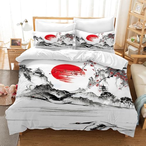 MIQEBX Mädchen Rosa Bettwäsche Set Bunte Blumen Bettwäsche Rote Rose Bedruckte Bettwäsche Tröster Set 3D Romantische Blume Bettbezug (Blume 2, 220x240c)