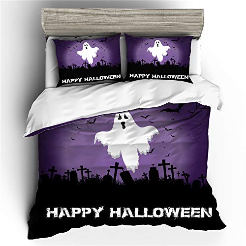 Odot 3D Bettwäsche-Set, Bettwäsche Set 100% Mikrofaser mit Reißverschluss Sparset Bettbezug mit Reißverschluss und Kopfkissenbezüge (2pcs-135x200cm,Geist)