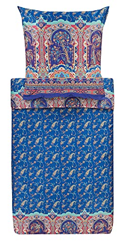Bassetti Bettwäsche Set 3tlg. Piazza Dei Normanni B1 Blu, 100% Baumwolle mit Reißverschluss, Größe: 200cm x 200cm, 80cm x 80cm, 9314279