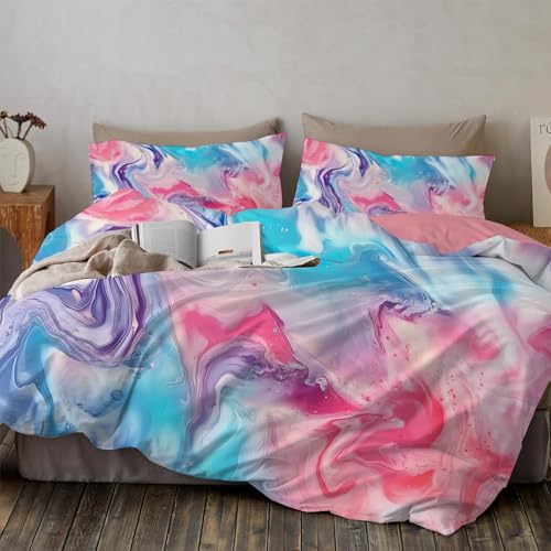 Bettwäsche Rosa bunter Abstrakter Druck 220×240CM Wunderschönes pastellfarbenes Marmormuster Landhaus Wendebettwäsche Set Microfaser Bettbezug und Kissenbezug 80x80cm mit Reißverschluss Bettwäsche Rosa bunter Abstrakter Druck 220×240CM Wunderschönes pastellfarbenes Marmormuster Landhaus Wendebettwäsche Set Microfaser Bettbezug und Kissenbezug 80x80cm mit Reißverschluss