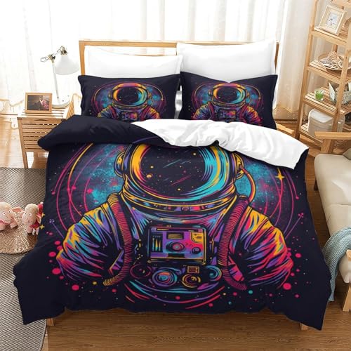 CWBNA0RBN Astronaut Bettbezug Set Bettwäsche-Sets Kinderbettwäsche Reißverschluss Mit Kissenbezug Betten Set Für Jugendliche Kinder Schlafzimmer Single?140x200cm?