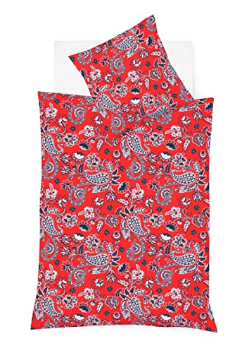 fleuresse Mako-Satin Bettwäsche 155x220 Paisley blau rot 114285-09