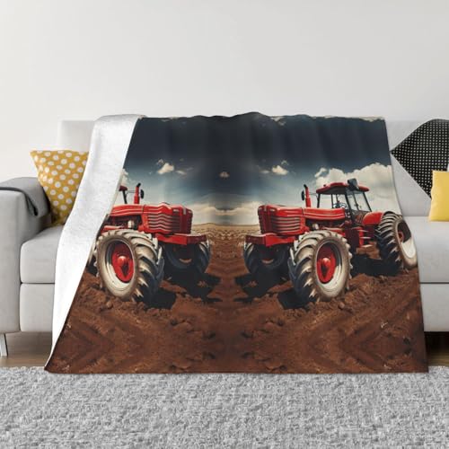 Langhbozdp Flanelldecke, Motiv: alter Traktor, Foto, Bauernhof, elegant, bequem, weich, leicht, für Bettwäsche, Sofa und Reisen